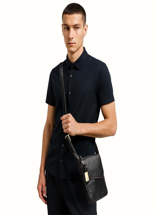 هاي ديزاين حقيبة كروسبودي رجالية سوداء من الجلد الطبيعي من هايدساين تاور 02 - Image 5